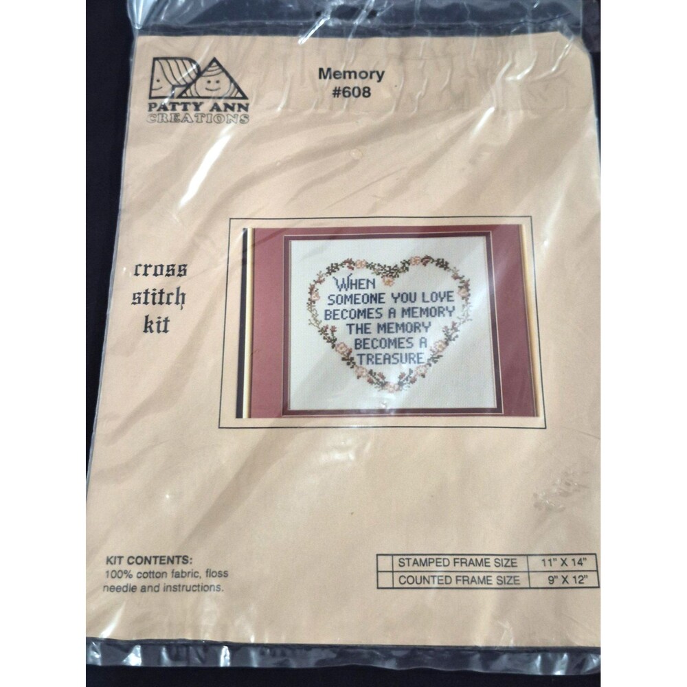 Patty Ann Creations Cross Stitch Kit When Someone You Love Becomes A Memory VTG